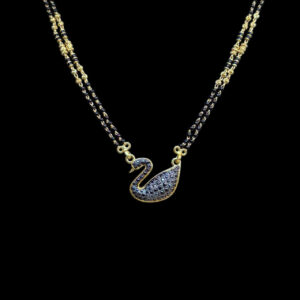 Graceful Swan Diamond Black Bead Mangalsutra