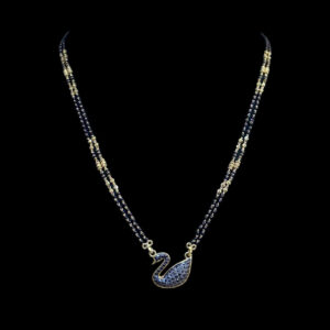 Graceful Swan Diamond Black Bead Mangalsutra
