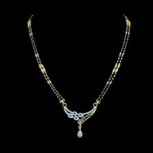 Elegant Diamond Drop Black Bead Mangalsutra