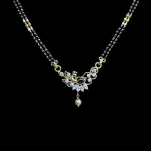 Graceful Peacock Diamond Black Bead Mangalsutra