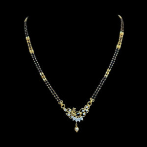 Graceful Peacock Diamond Black Bead Mangalsutra