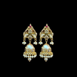 Divine Lakshmi Gold Pearl Bulb Jhumka Earrings