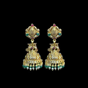 Divine Lakshmi Antique Gold Pearl Jhumka Earrings
