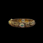Divine Lakshmi Antique Gold Emerald Bangles Pair