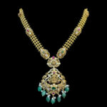 Regal Lakshmi Peacock Antique Gold Emerald Haram