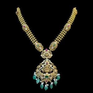 Regal Lakshmi Peacock Antique Gold Emerald Haram