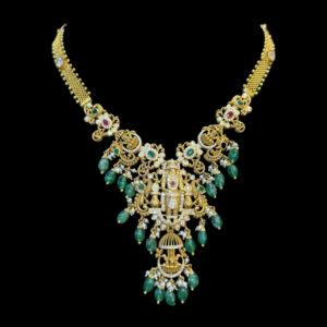 Divine Balaji Antique Gold Emerald Temple Necklace