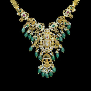 Divine Balaji Antique Gold Emerald Temple Necklace
