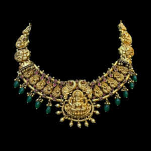 Divine Lakshmi Peacock Antique Gold Temple Choker