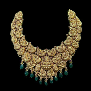 Grand Lakshmi Nakshi Antique Gold Emerald Temple Necklace