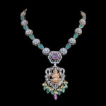 Divine Lakshmi Rose Gold Diamond & Emerald Necklace