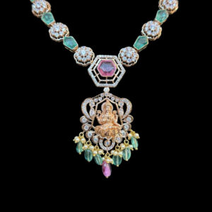 Divine Lakshmi Rose Gold Diamond & Emerald Necklace
