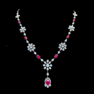 Radiant Ruby & Diamond Floral Necklace