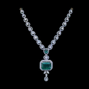 Ethereal Emerald & Diamond White Gold Pendant Necklace