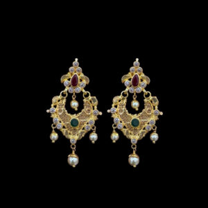 Radiant Ruby & Emerald Gold Chandbali Earrings