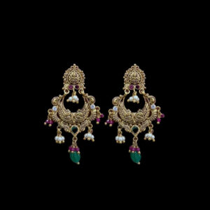 Divine Lakshmi Peacock Antique Gold Chand Earrings