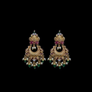 Graceful Lakshmi Antique Gold Chandbali Earrings
