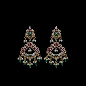 Regal Ruby & Emerald Kundan Chandbali Earrings