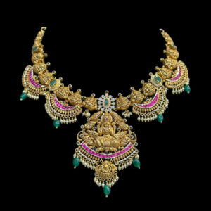 Divine Lakshmi Antique Gold Ruby Temple Necklace