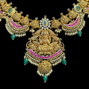Divine Lakshmi Antique Gold Ruby Temple Necklace