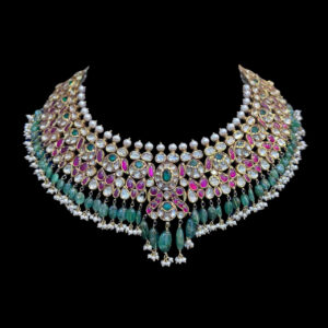 Regal Polki Ruby & Emerald Bridal Choker Necklace