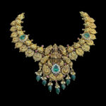 Divine Lakshmi Antique Gold Emerald & Pearl Temple Necklace