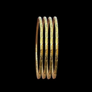 Dainty Gold Diamond-Cut Bangles Set