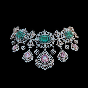 Grand Emerald & Pink Sapphire Diamond Choker