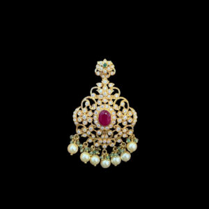 Regal Ruby & Diamond Antique Gold Pendant