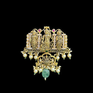 Divine Ram Parivar Antique Gold Pendant