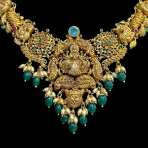 Majestic Lakshmi Antique Gold Nakshi Necklace