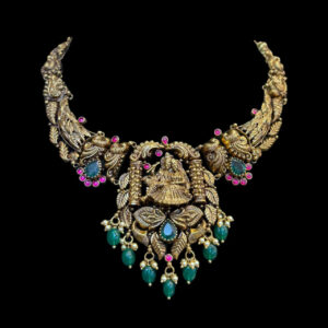 Divine Radha Krishna Antique Gold Necklace
