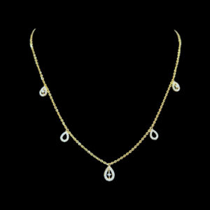 Dainty Gold & Diamond Teardrop Charm Necklace