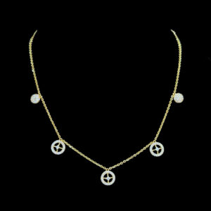 Elegant Gold & Diamond Compass Charm Necklace