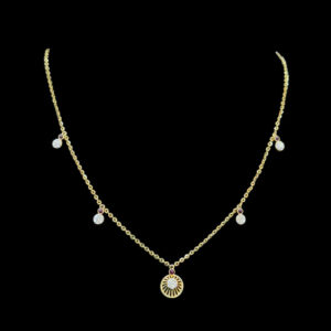 Radiant Gold Diamond & Ruby Sunburst Necklace