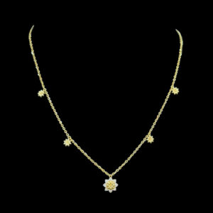 Whimsical Gold & Diamond Floral Star Necklace