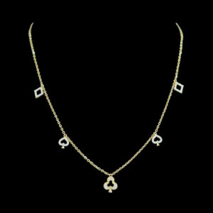 Playful Gold & Diamond Card Suit Charm Necklace