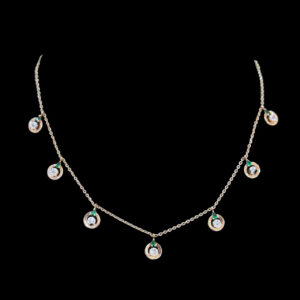 Ethereal Rose Gold Diamond & Emerald Drop Necklace