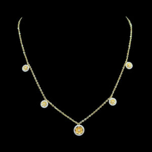 Graceful Rose Floral Gold & Diamond Station Necklace