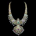 Majestic Peacock Ruby & Emerald Bridal Necklace