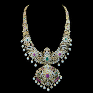 Majestic Peacock Ruby & Emerald Bridal Necklace