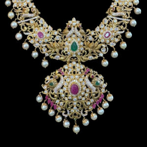 Majestic Peacock Ruby & Emerald Bridal Necklace