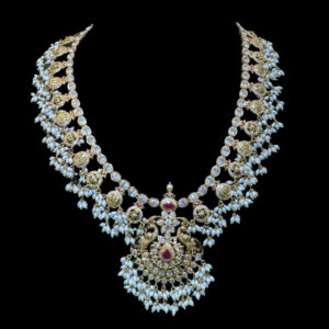 Regal Lakshmi Kasu Pearl Antique Gold Guttapusalu Necklace