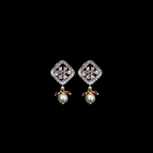 Ethereal Emerald Drop Rose Gold Diamond Studs