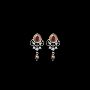 Dainty Ruby & Pearl Rose Gold Diamond Studs