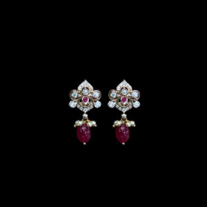 Dainty Ruby Drop Gold Diamond Studs