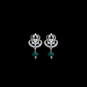 Dainty Emerald Bead & Pearl Gold Diamond Studs