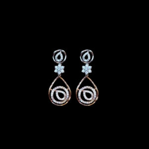 Graceful Rose Gold Diamond Teardrop Swirl Earrings