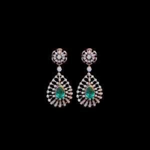 Ethereal Emerald & Diamond Rose Gold Drop Earrings