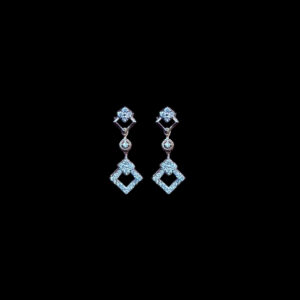 Elegant White Gold Diamond Square Drop Earrings